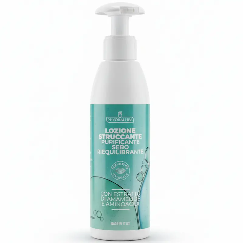 Phyoralhea | Amamelide e Aminoacidi Lozione Struccante Viso Fluida – Trattamento Sebo-Riequilibrante e Lenitivo Anti-Rossori per Pelli Impure (200ml)