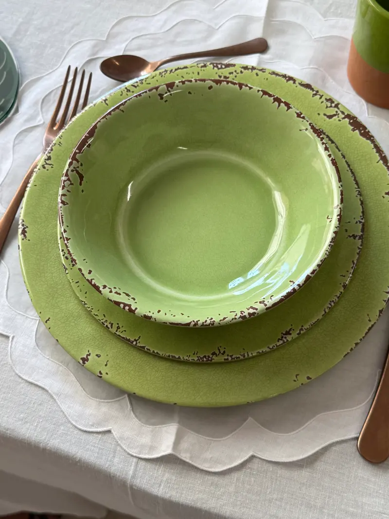 Piatti in Melamina Verde Effetto Craquelé – Au Bain Marie