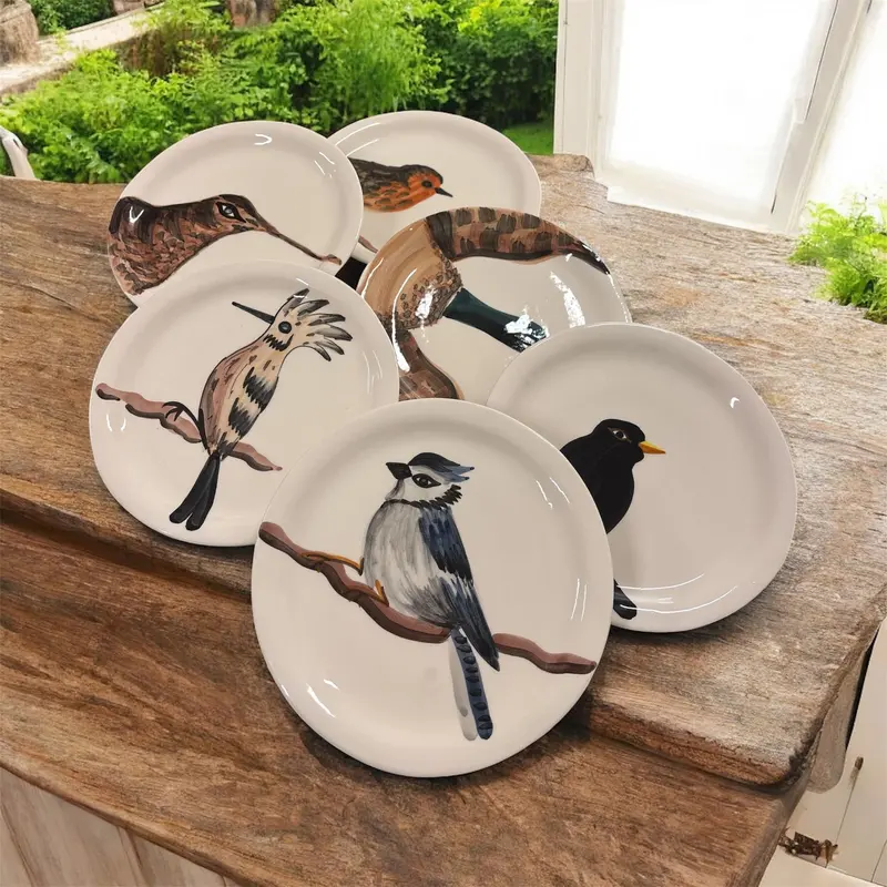 Piatti insalata/dessert linea Selva – Ceramica dipinta a mano, poesia naturale