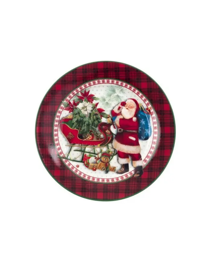 Piatto da Dessert Natalizio in Porcellana – Collezione Tartan by Blanc MariClò
