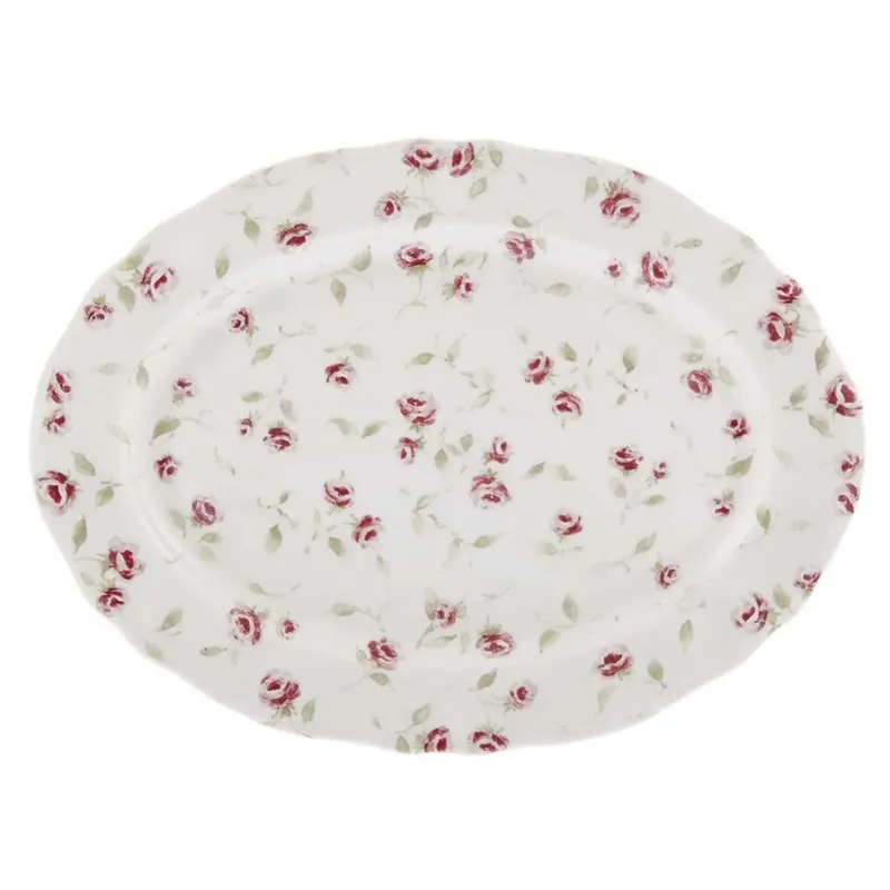 Piatto da Portata Ovale in Porcellana con Roselline Shabby Chic