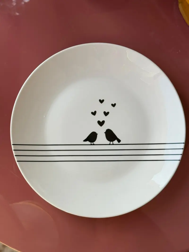Piatto romantico con uccellini in ceramica - Clayre & Eef