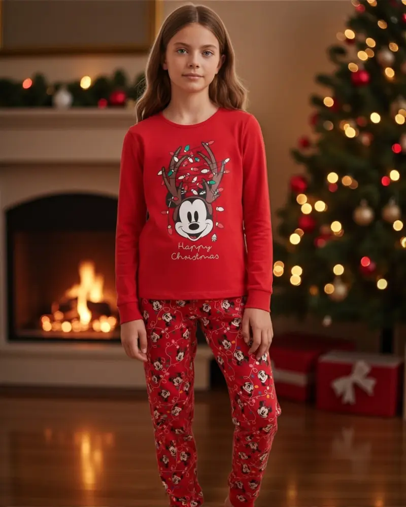 Pigiama Bambina Natalizio Disney Topolino in caldo cotone Art. 62689