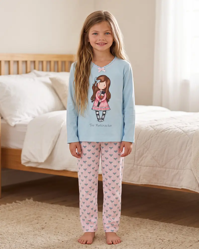 Pigiama Bambina Santoro Gorjuss 60837 Caldo Cotone Schiaccianoci