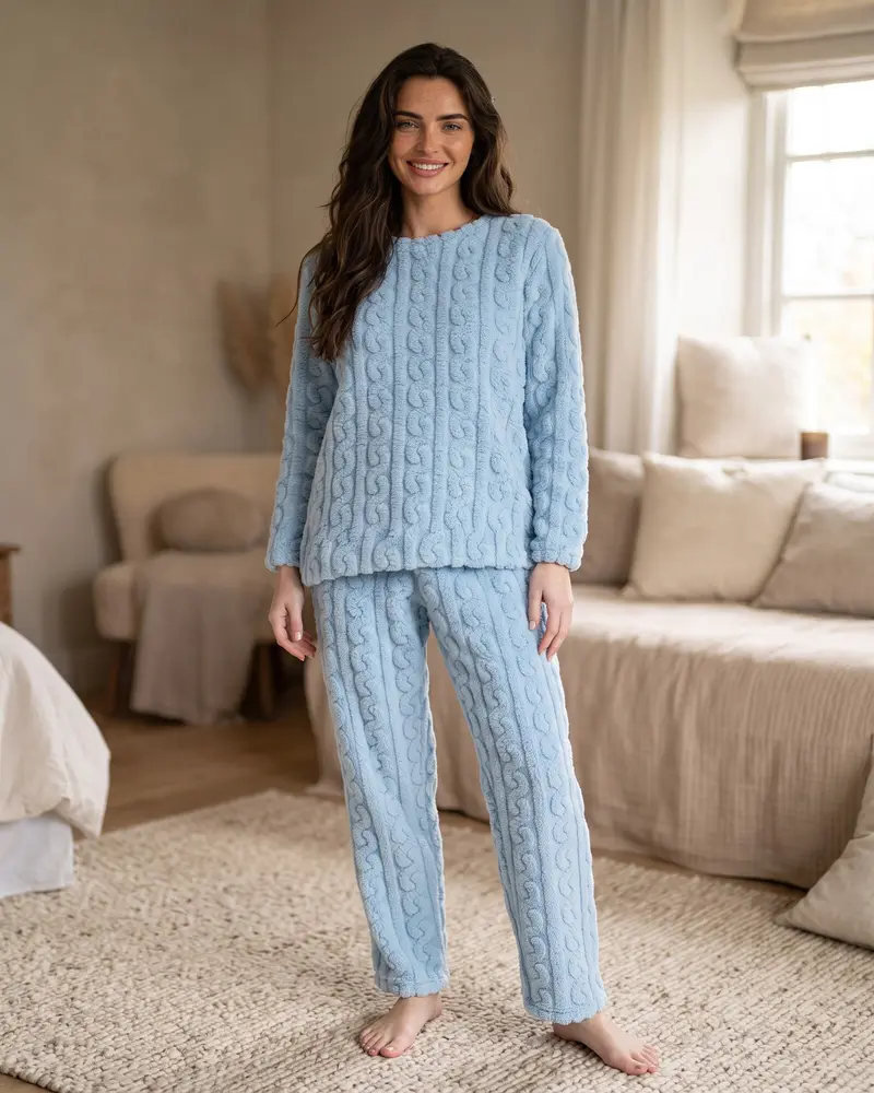 Pigiama Donna Admas Invernale Coral Fleece Jacquard Blu Art. 63651