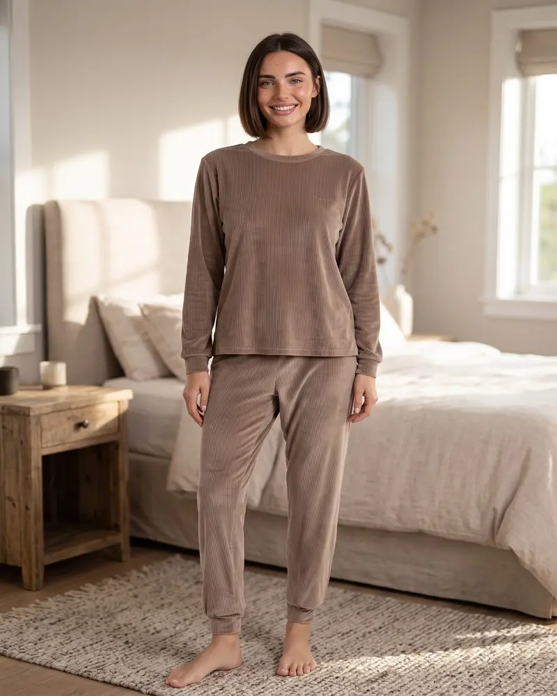 Pigiama Donna Admas Invernale Velluto a Coste Cioccolato Art. 62626