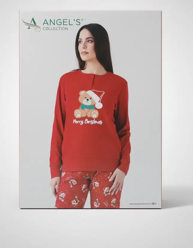 Pigiama Natalizio Donna Angel's Collection - Rosso "Orsetto Merry Christmas"