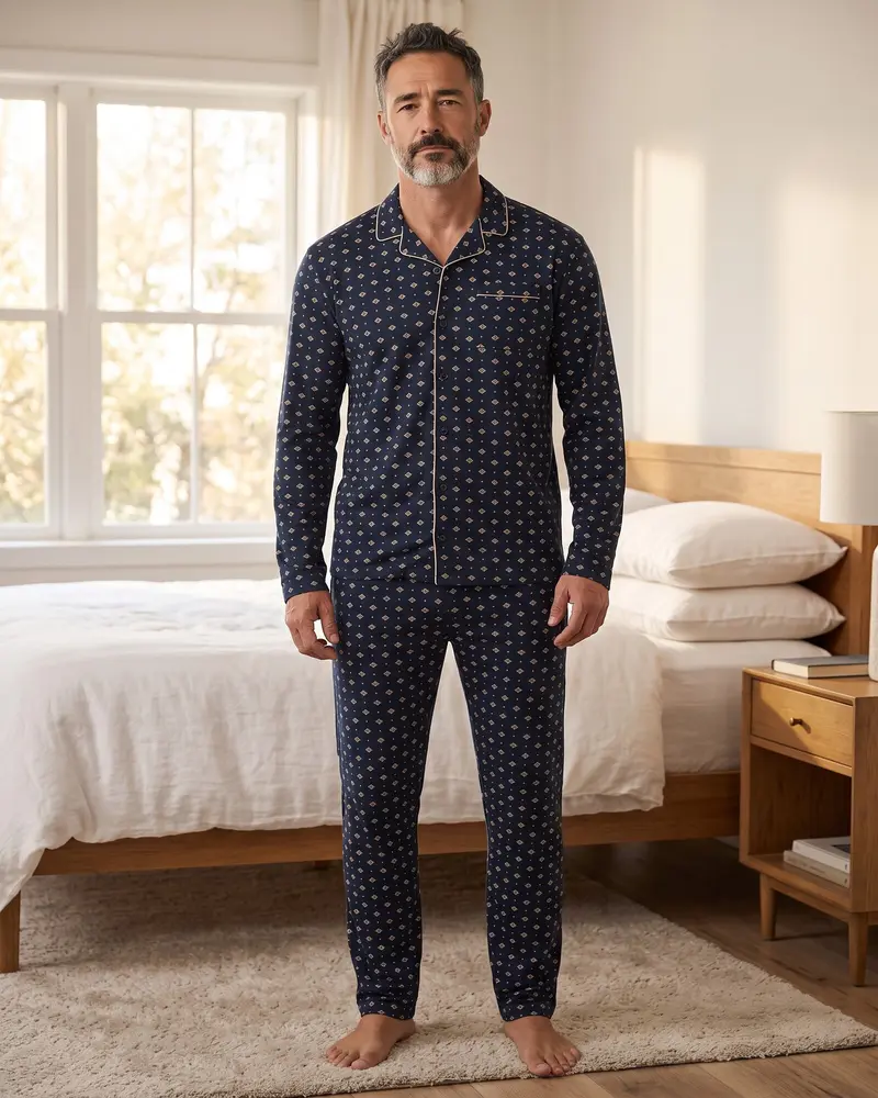 Pigiama Uomo Admas Invernale Cotone e Viscosa Blu Navy Art. 63770
