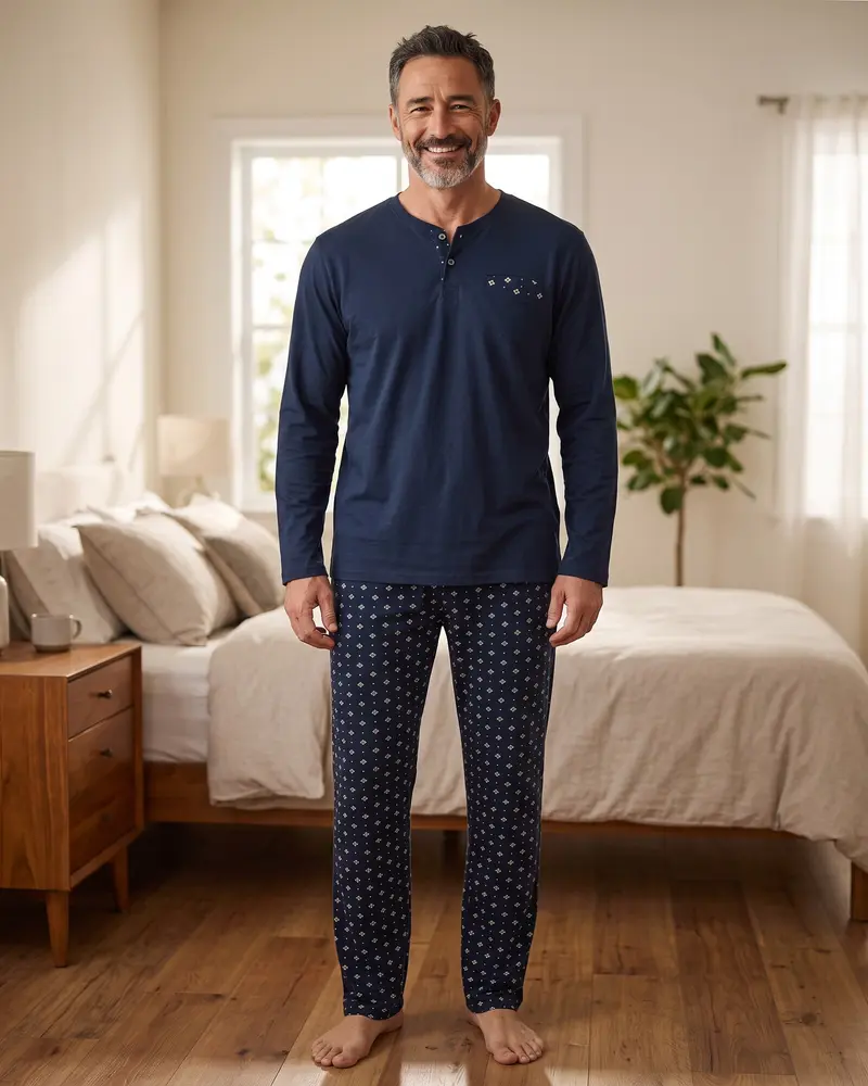 Pigiama Uomo Admas Invernale Cotone e Viscosa Blu Navy Art. 63771