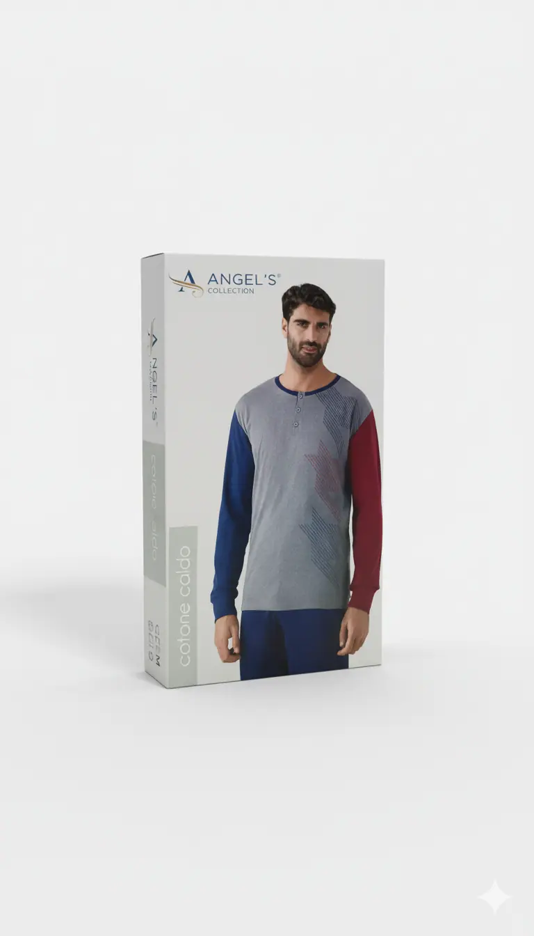 Pigiama Uomo Angel's Collection | Modello Interlock in Caldo Cotone, Morbido, Perfetto per l'Inverno