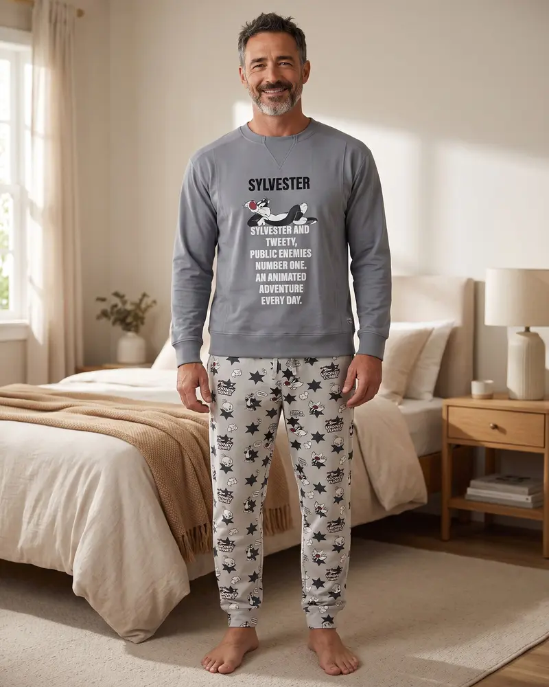 Pigiama Uomo Gisela Sylvester Art. 20476 in Caldo Cotone Grigio