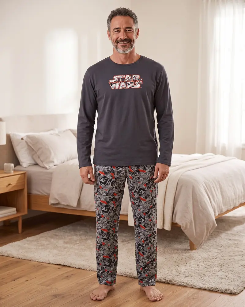 Pigiama uomo invernale Star Wars in cotone interlock con stampa fumetto – Art. 63490