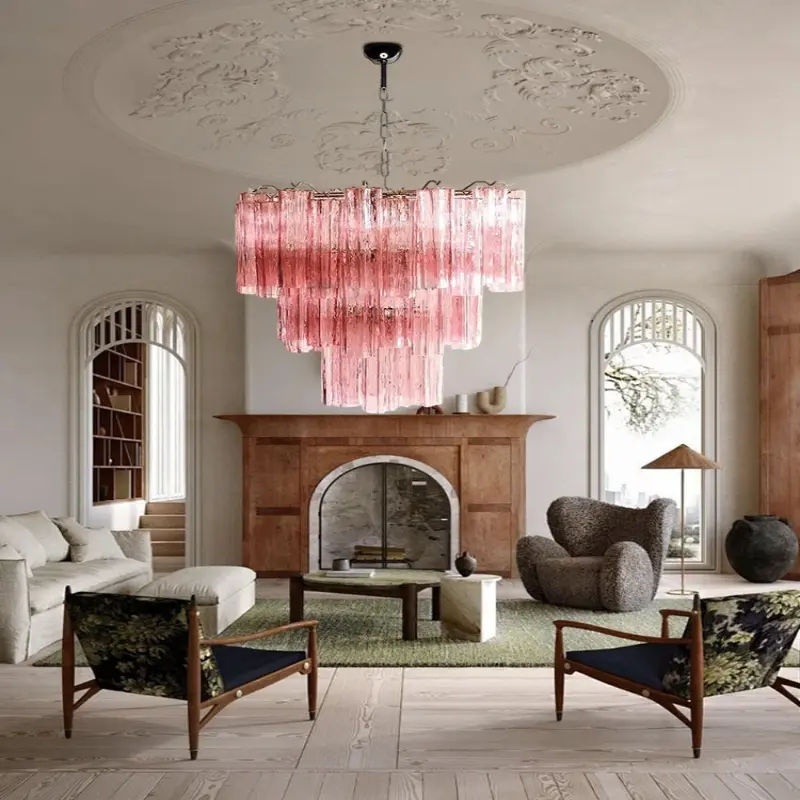 Pink Murano Glass Chandelier