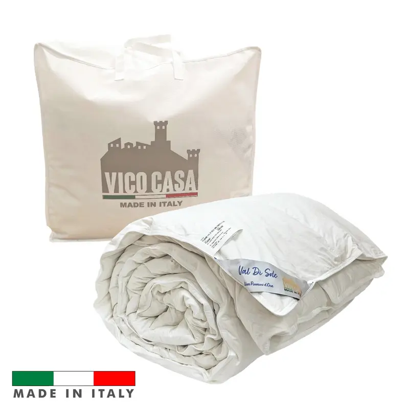 Piumino letto Val di Sole fatto in Toscana, extra lungo per materassi fino a 200 cm, in piuma d'oca (Caldo)