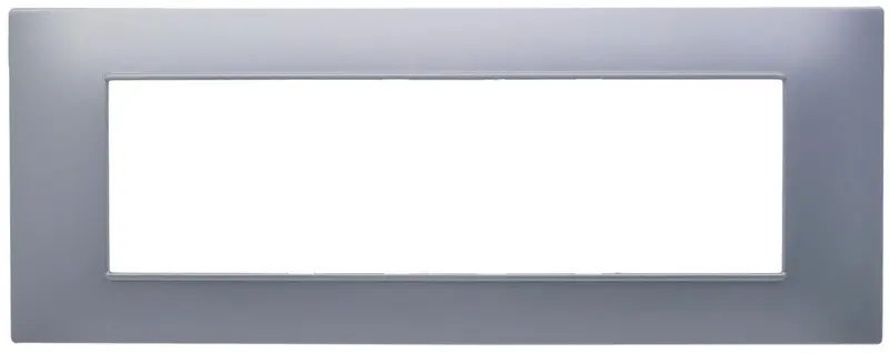 Placca 7 posti argento Soft Touch compatibile Vimar Plana