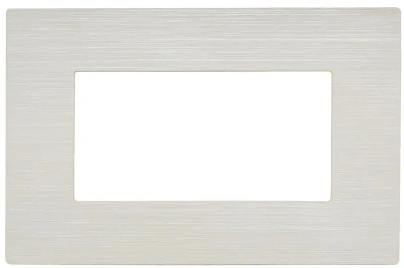Placca bianco perla spazzolato 4 posti compatibile Living International