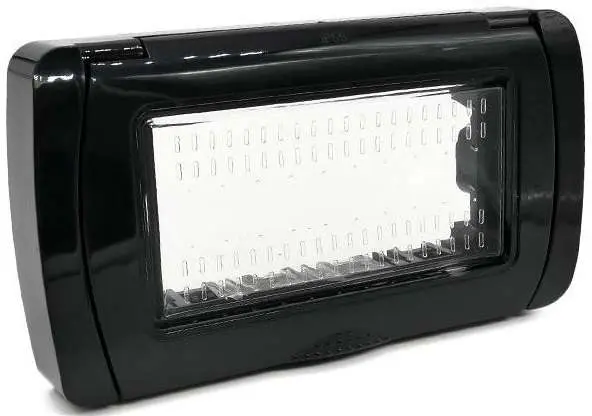 Placca idrobox IP55 4P nera compatibile Vimar Plana