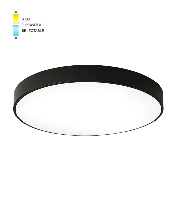 Plafoniera LED rotonda 25W 2000lm 3CCT nera Vito
