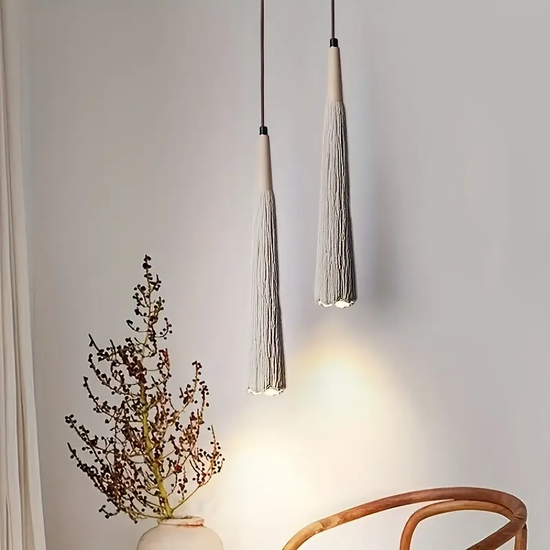 Plafoniera Wabi-Sabi Legno Chiaro Cemento Effetto Pietra E27
