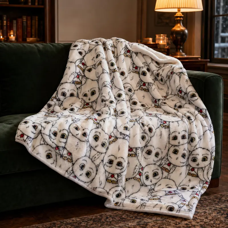 Plaid Invernale Harry Potter Edvige in Coral Fleece 137×187 cm – Gisela Art. 50096