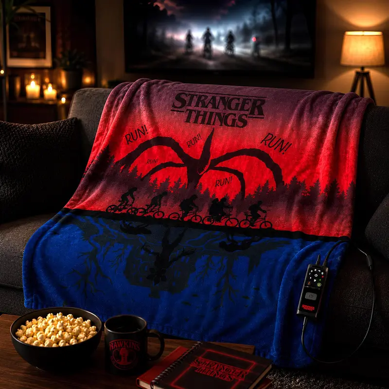 Plaid Riscaldabile Imetec Stranger Things 160x120 cm in Velluto con Tecnologia Adapto