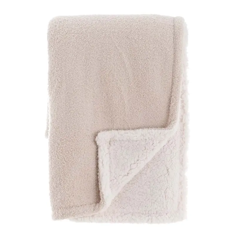 Plaid Sherpa Naturale – Collezione Morbido Essenziale by Blanc MariClò, 140x170 cm