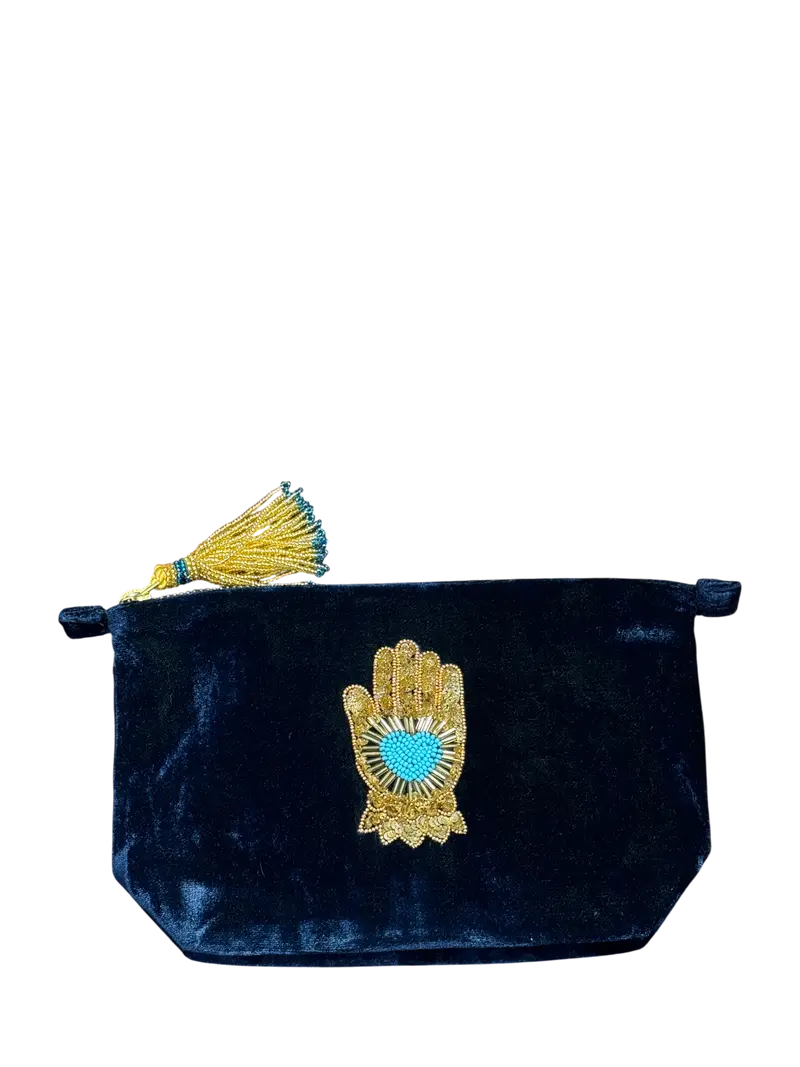 Pochette con ricamo Mano di Fatima Olivia Dar
