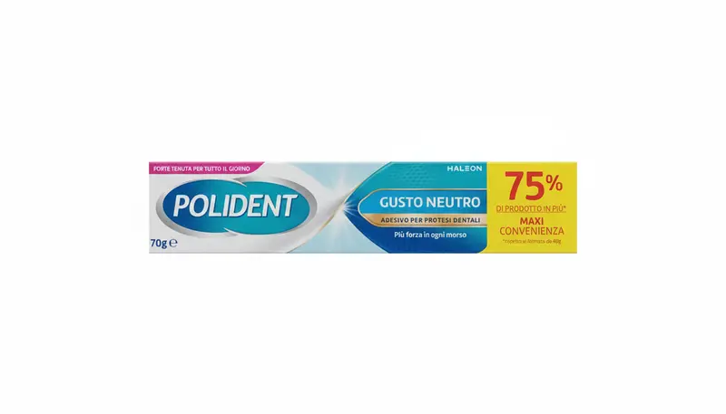 Polident Adesivo Protesi Gusto Neutro 70g - Tenuta Giornaliera, Senza Zinco