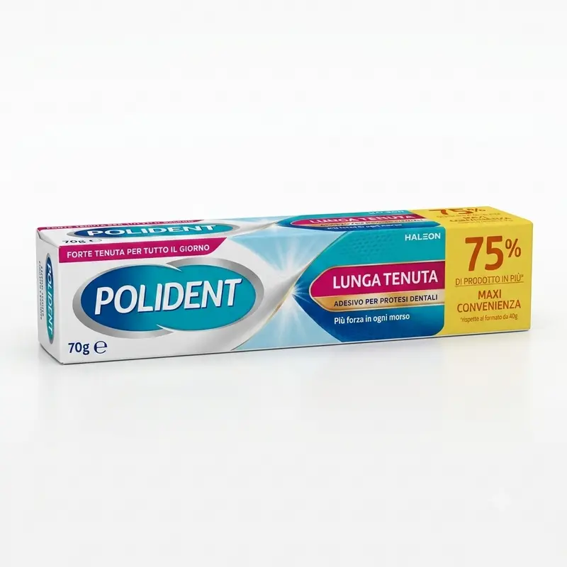 POLIDENT Lunga Tenuta Crema Adesiva per Protesi 70g – Sicurezza e Tenuta H24 per il Sorriso Quotidiano