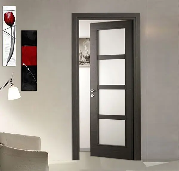 Porta Battente in Laminato con 4 Vetri Satinati
