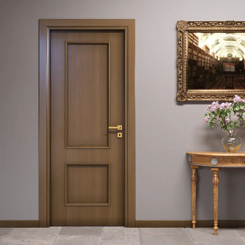 Porta Battente in Legno Tranciato Tinteggiato Bugnata