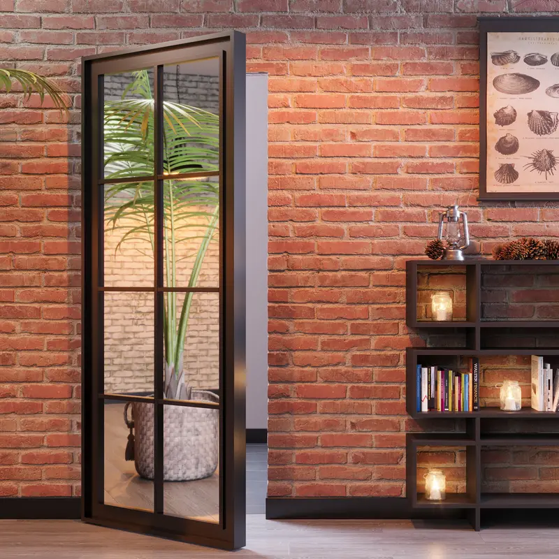 Porta Battente Laccata con Specchio e Cornice Industrial