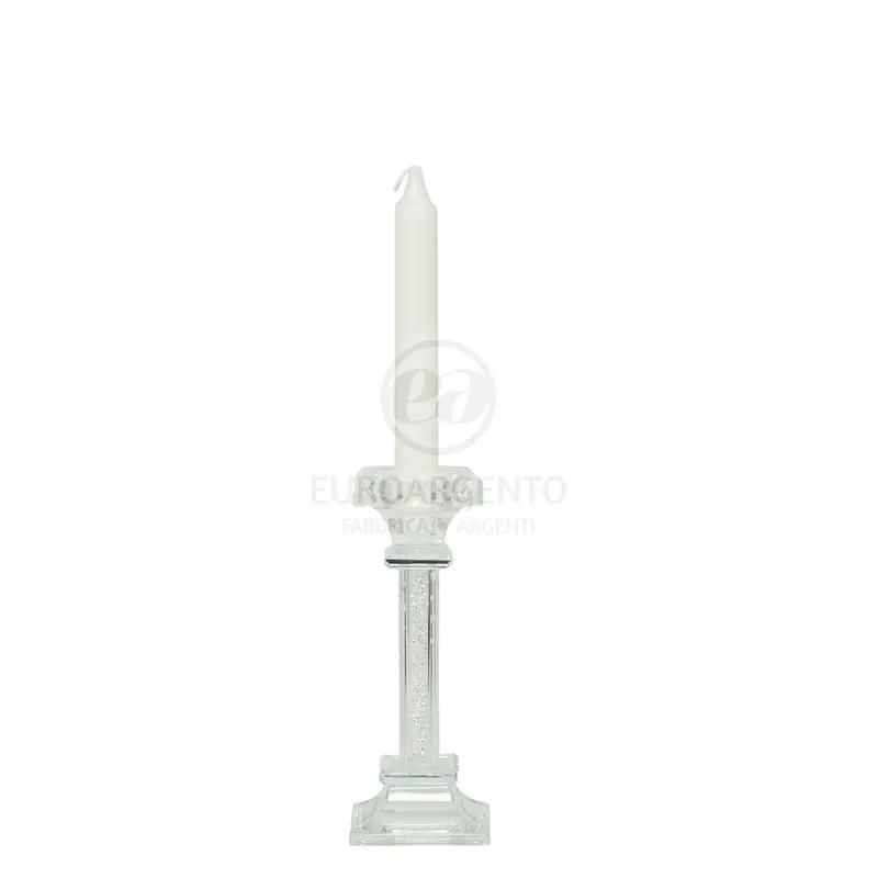 Porta candela cristallo glitter bianco