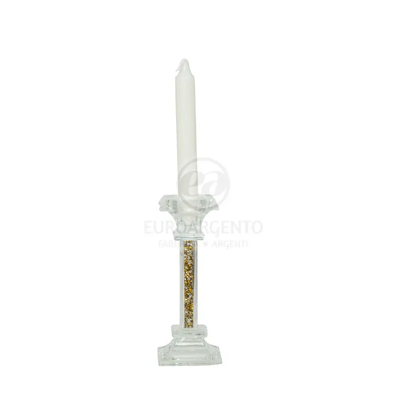 Porta candela cristallo glitter oro