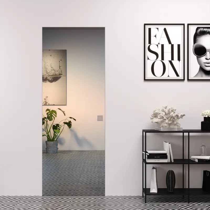 Porta Filomuro con Specchio con Maniglia Invisibile