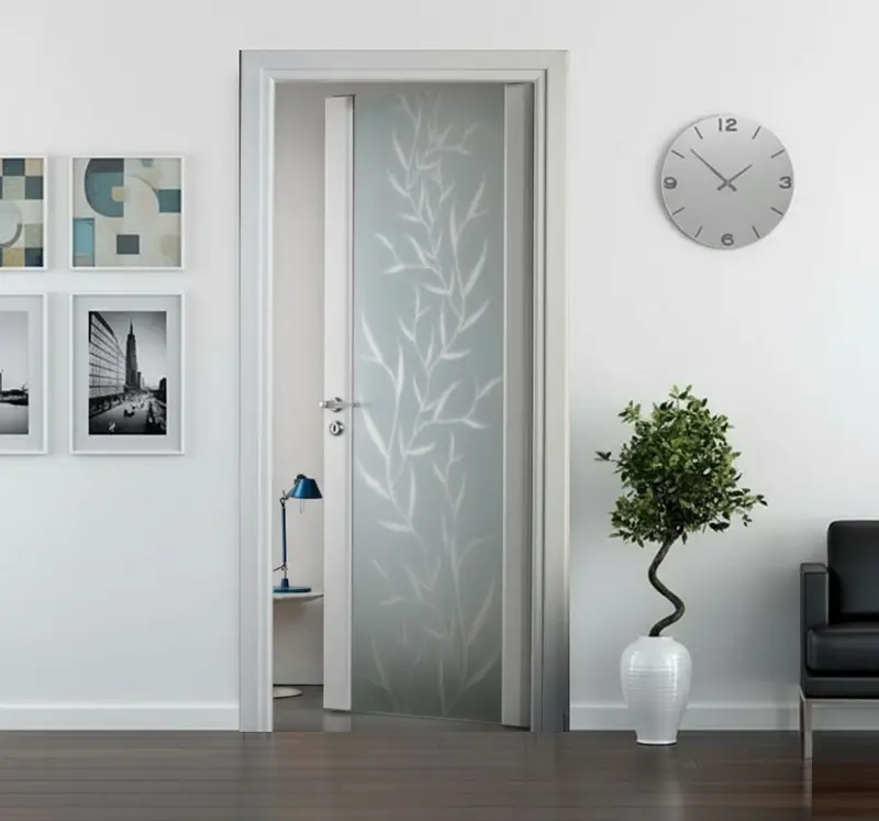 Porta in Vetro con Montanti Laterali e Disegno Evo Ramo