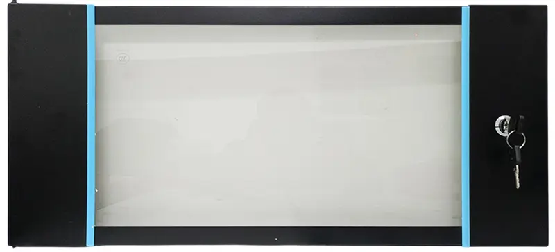Porta in vetro temperato 3 mm con serratura per armadio rack 6U
