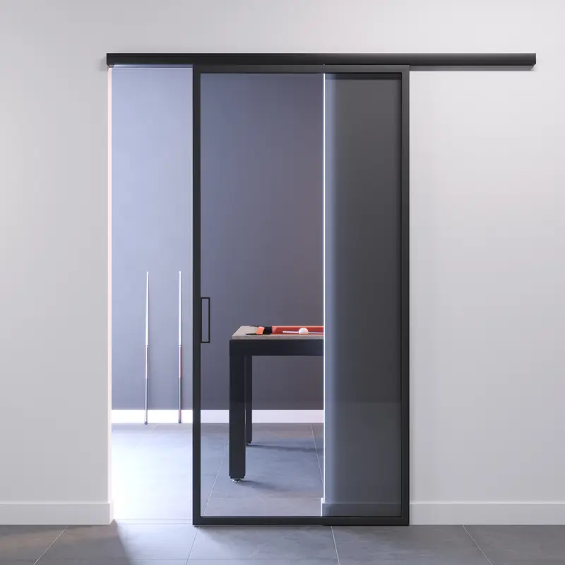Porta Scorrevole con Anta Profilata in Vetro Fumè