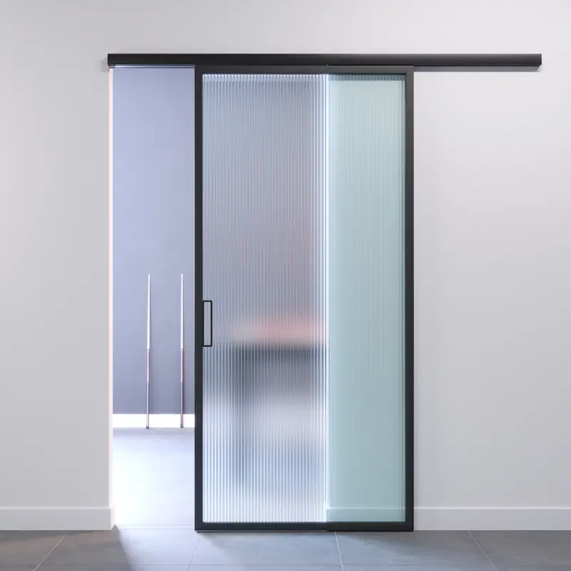 Porta Scorrevole con Anta Profilata in Vetro Plissé