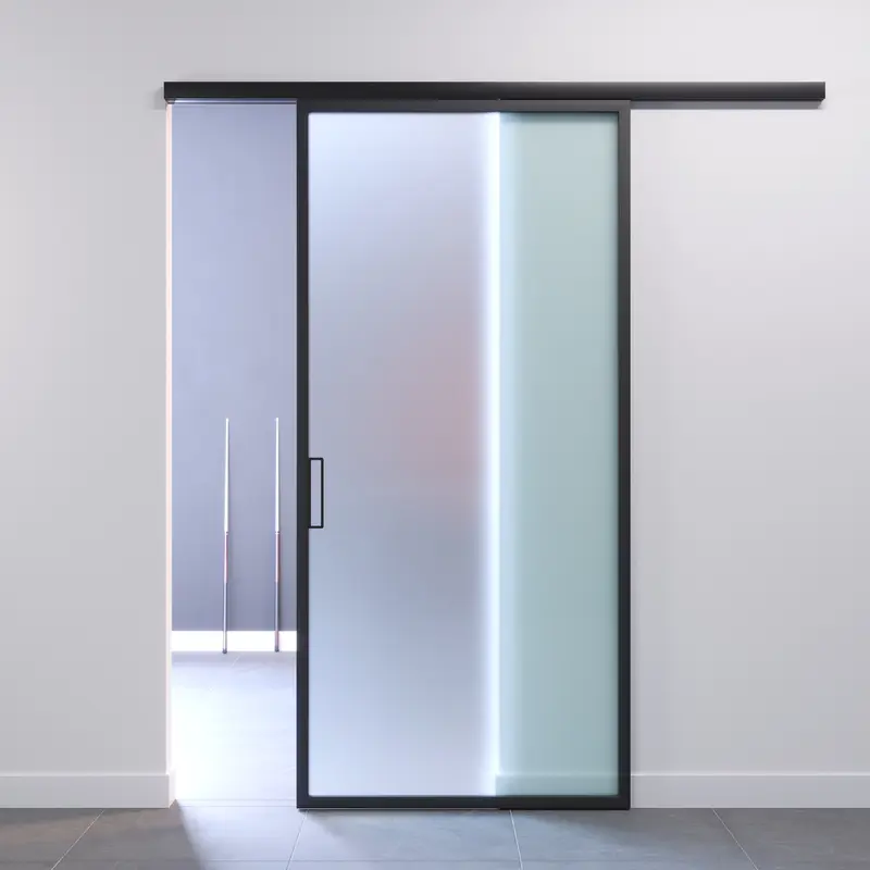 Porta Scorrevole con Anta Profilata in Vetro Satinato