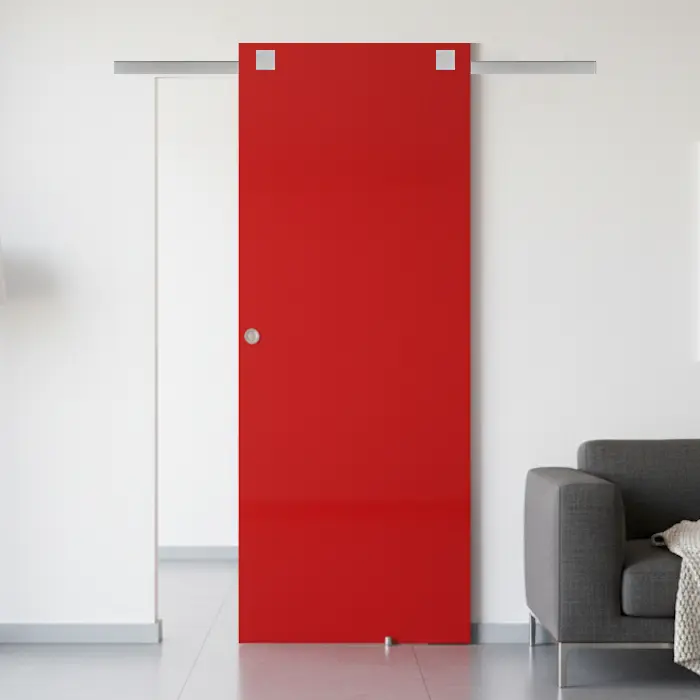Porta Scorrevole Esterna in Vetro Rosso con Binario Divina