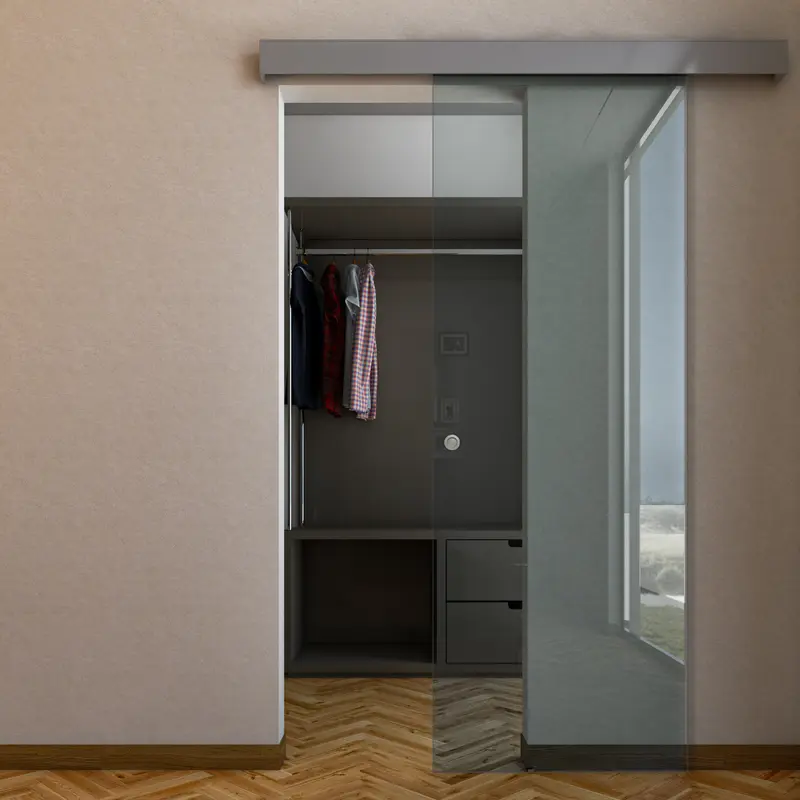 Porta Scorrevole in Vetro Esterno Muro con Binario Compact
