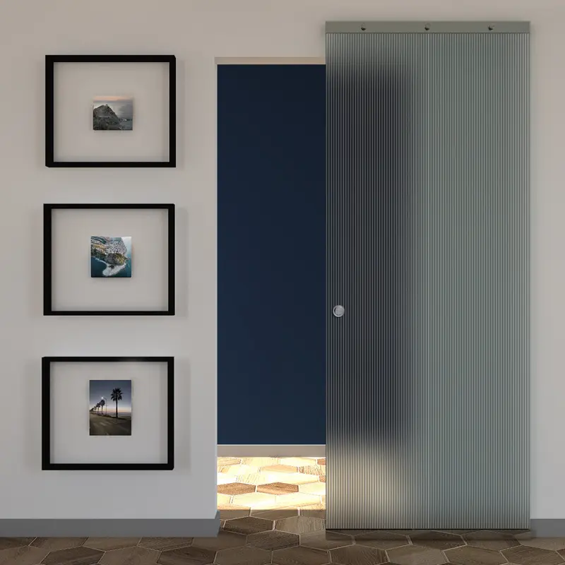 Porta Scorrevole Plissè Vetro Esterno Muro con Binario Magical Invisibile