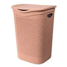Portabiancheria Belli e Forti Intreccio Line con Coperchio Rettangolare 50LT Rosa