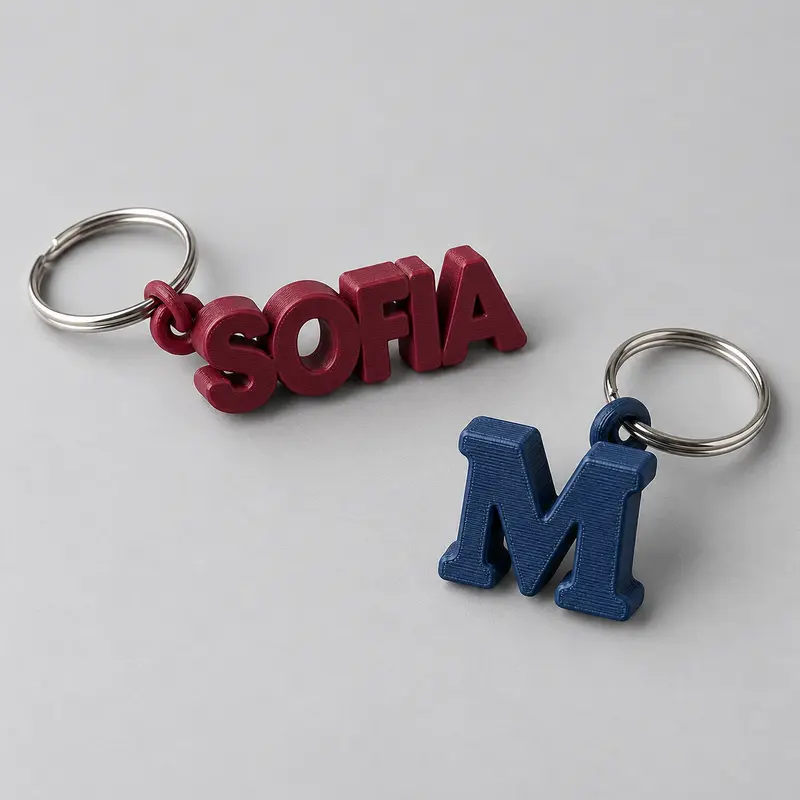 Portachiavi Personalizzato con Nome o Iniziali in Stampa 3D