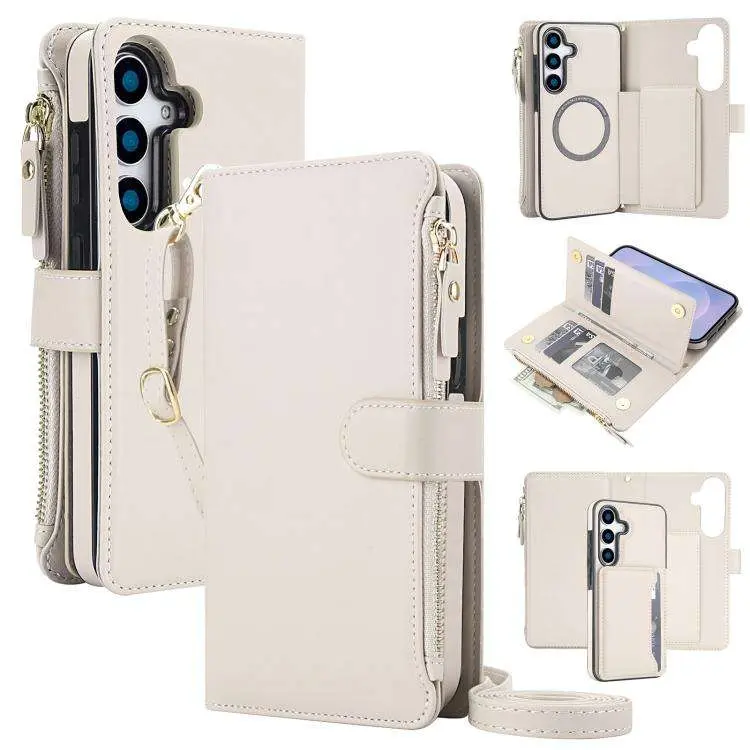 Portafoglio 2 in 1 con cerniera rimovibile e custodia magnetica per Galaxy S25