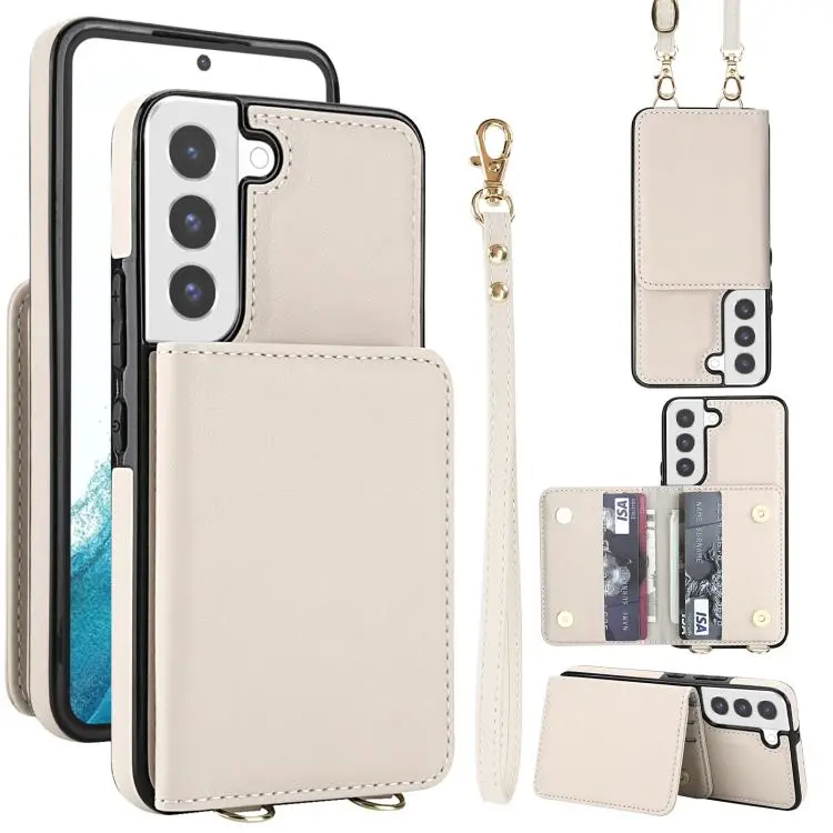 Portafoglio a tracolla con doppia fibbia, retro RFID e custodia in pelle per telefono., For Samsung Galaxy S22+ 5G, For Samsung Galaxy S22 5G, For Samsung Galaxy S21 FE 5G