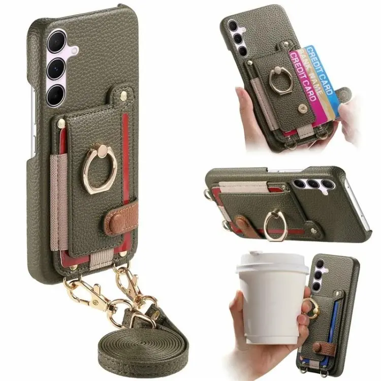 Portafoglio ad anello in pelle vegana con custodia per Samsung Galaxy A36 5G
