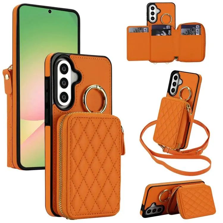 Portafoglio con cerniera e anello a rombo per Galaxy A36 5G / A37 5G
