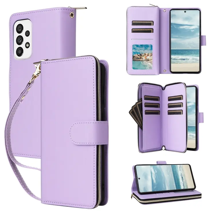 Portafoglio con cerniera e nove slot per carte per Galaxy A73 5G, A33 5G e A13